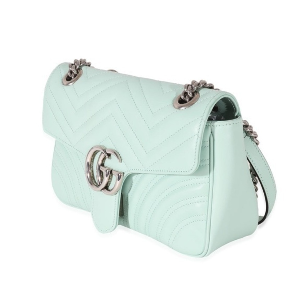 GUCCI GG Marmont Matelasse Leather Crossbody Bag Seafoam with original dustbag